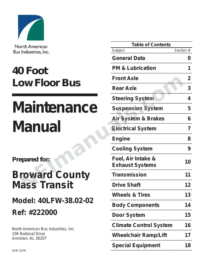 SR9177 (222000) Service Manual, Broward County Transit first-page preview