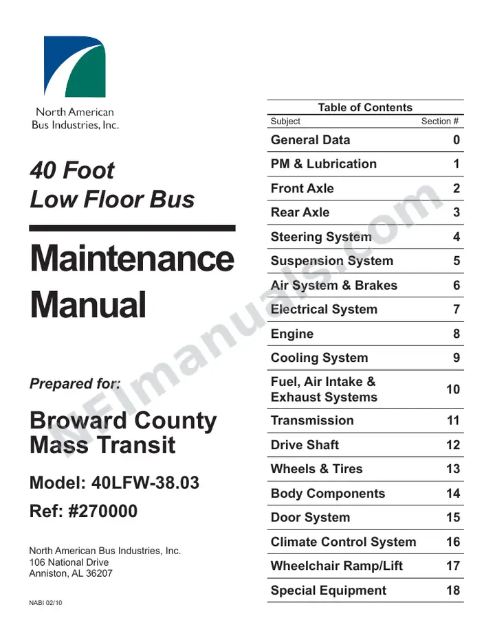 SR9219 (270000) Service Manual, Broward County Transit first-page preview