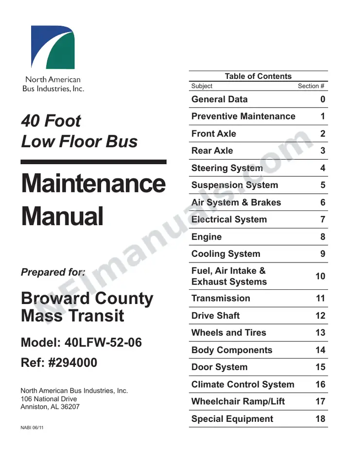 SR9241 (294000) Service Manual, Broward County Transit first-page preview