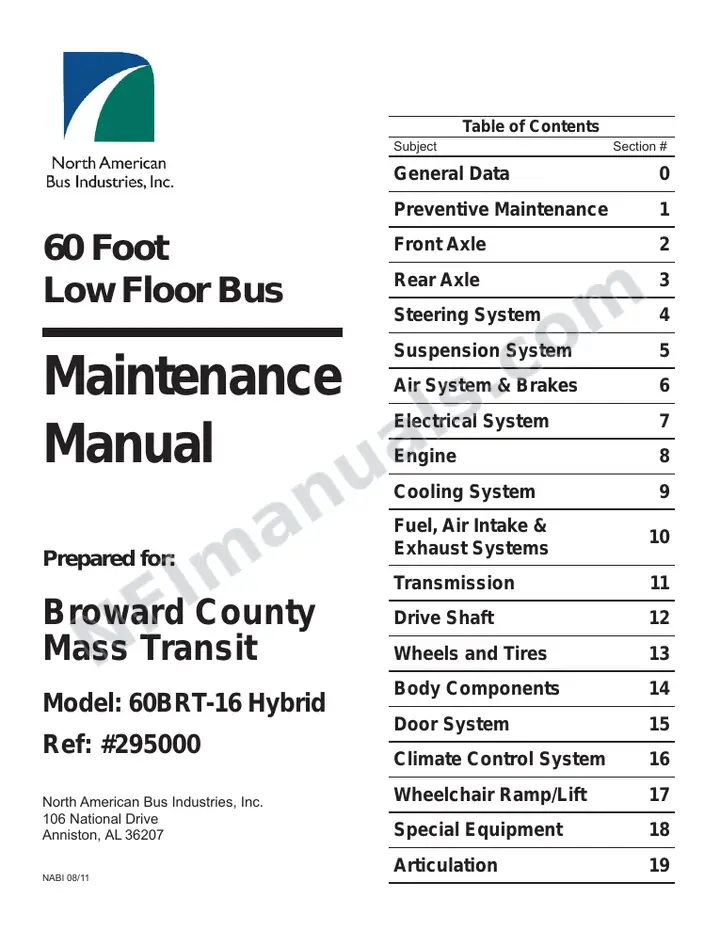 SR9242 (295000) Service Manual, Broward County Transit first-page preview