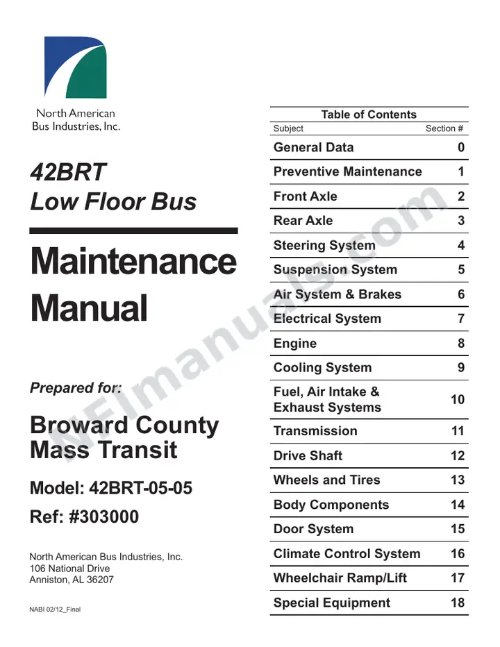 SR9249 (303000) Service Manual, Broward County Transit first-page preview