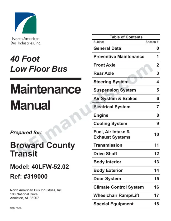 SR9269 (319000) Service Manual, Broward County Transit first-page preview