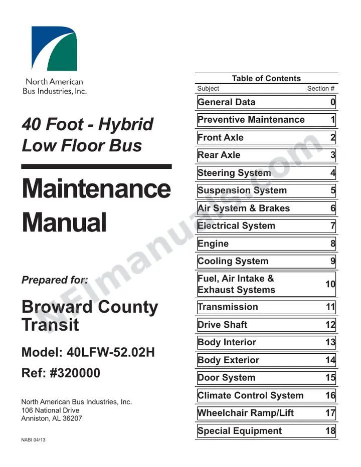 SR9270 (320000) Service Manual, Broward County Transit first-page preview