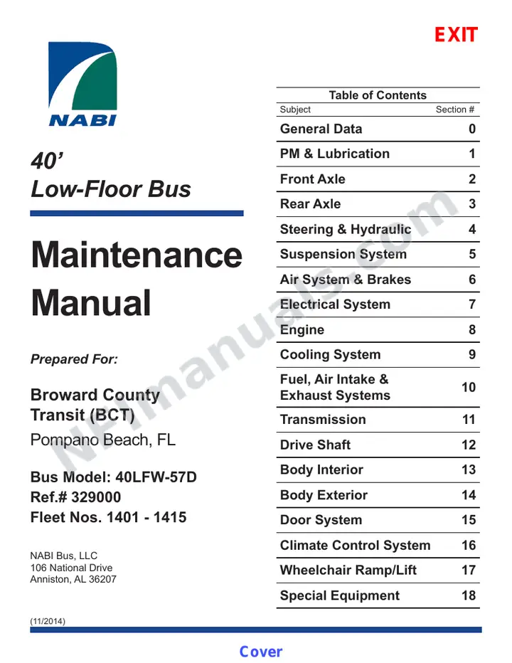 SR9282 (329000) Service Manual, Broward County Transit first-page preview