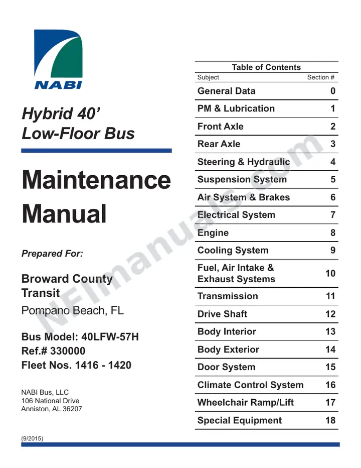 SR9283 (330000) Service Manual, Broward County Transit first-page preview