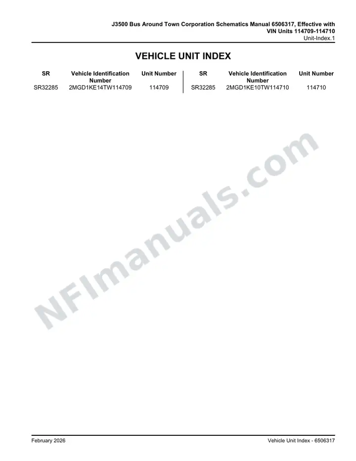 J3500 Bus Around Town Corporation Schematics Manual 6506317, Effective with VIN Units 114709-114710 first-page preview