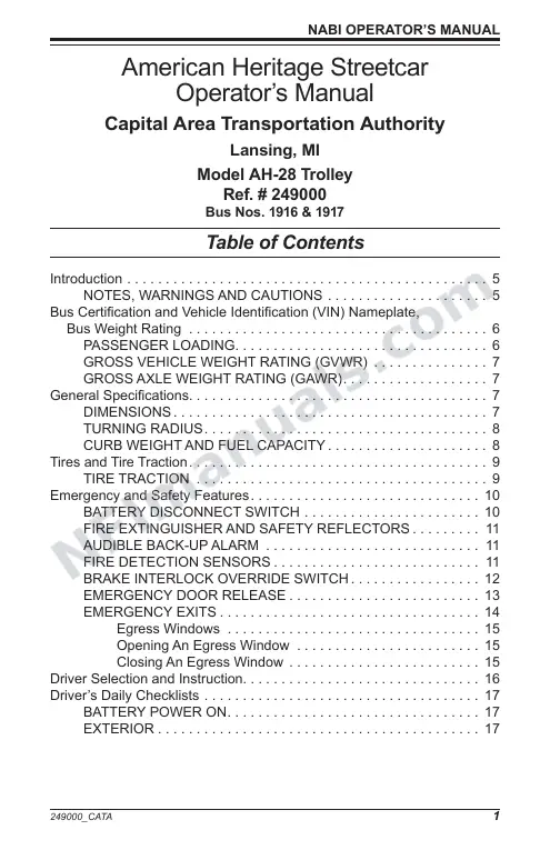 SR9201 (249000) Operator’s Manual, Capital Area Transit Authority first-page preview