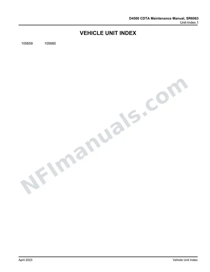 D4500 CDTA Maintenance Manual, SR6063, 2022 for Units 105659, 105660 first-page preview