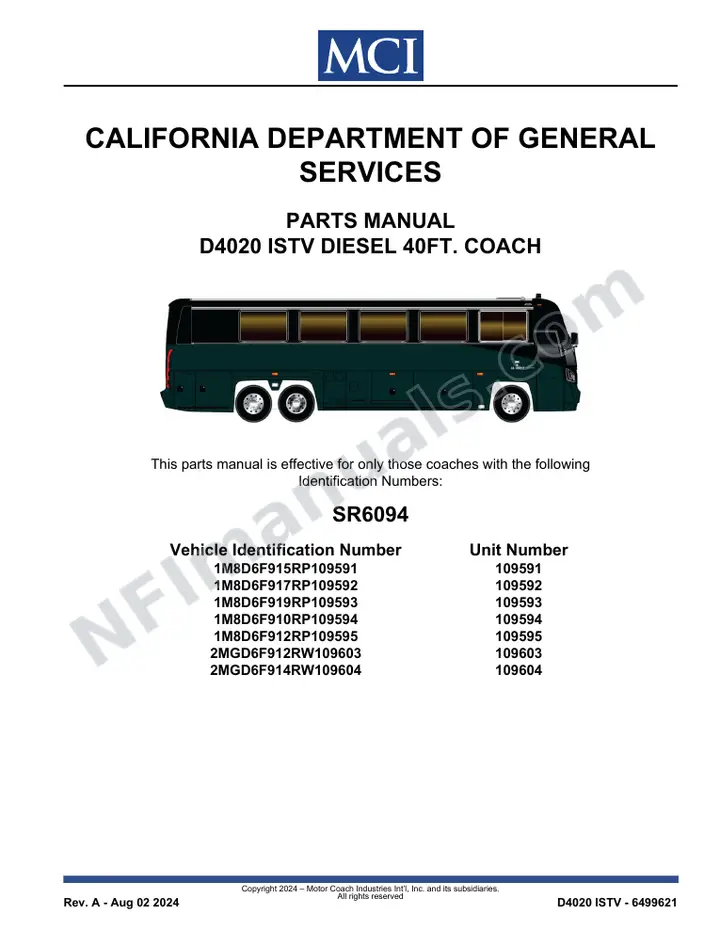 SR6094 Parts Manual, California Department of General Services first-page preview