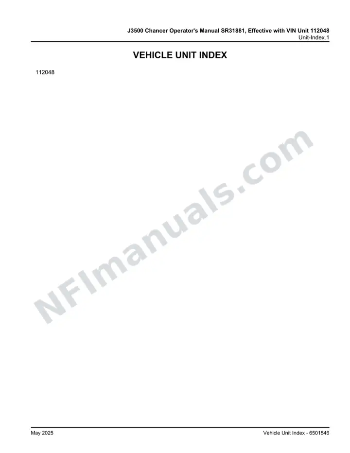 J3500 Chancer Operator's Manual SR31881, Effective with VIN Unit 112048 first-page preview
