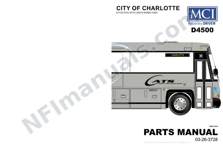 D4500 CHARLOTTE AREA TRANSIT Parts Manual, 2019 for Units 15565-15581 first-page preview