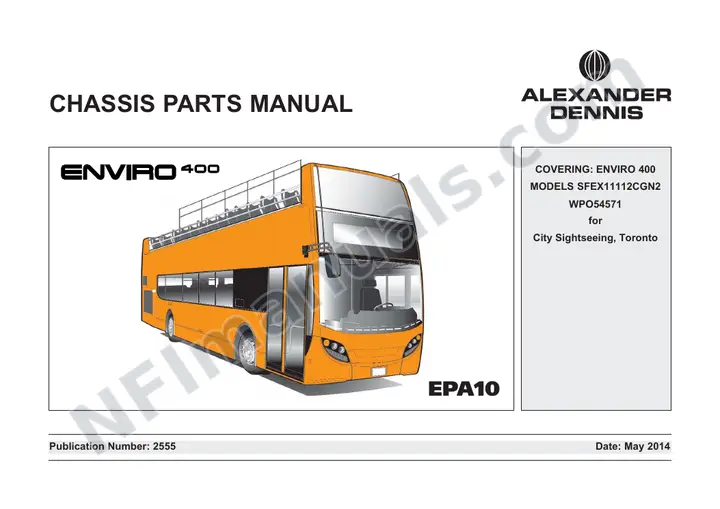 City Sightseeing - Toronto, 2555 Chassis Parts Manual first-page preview
