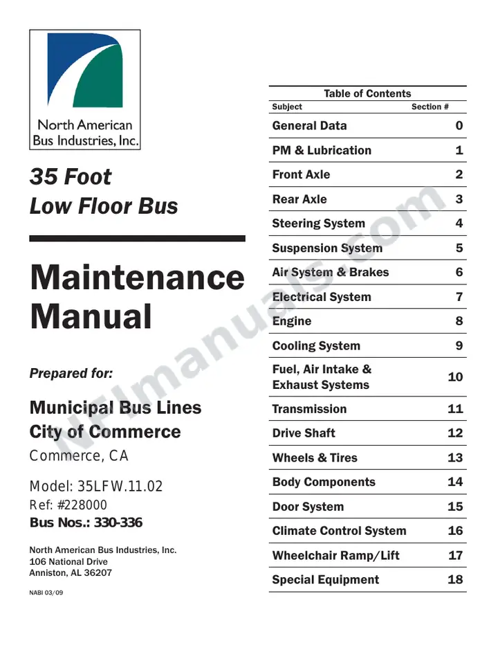 SR9182 (228000) Service Manual, City of Commerce first-page preview