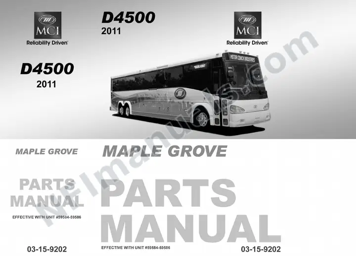 D4500 Maple Grove Parts Manual 03-15-9202, Effective with VIN Unit 59690 first-page preview