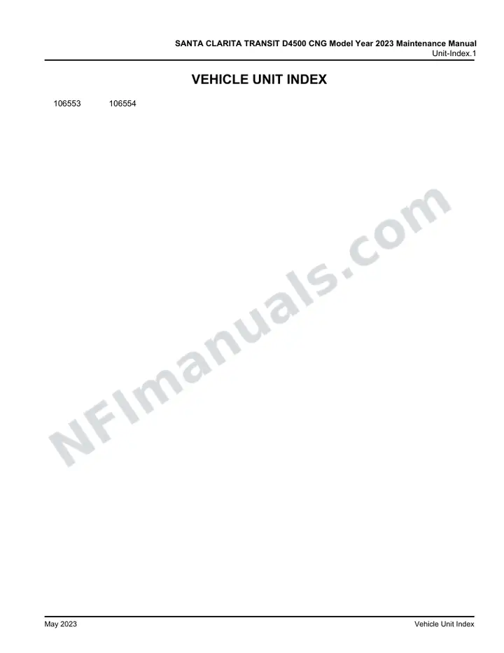 CNG D4500 CNG Santa Clarita Maintenance Manual, SR6081, 2023 for Units 106553, 106554 first-page preview