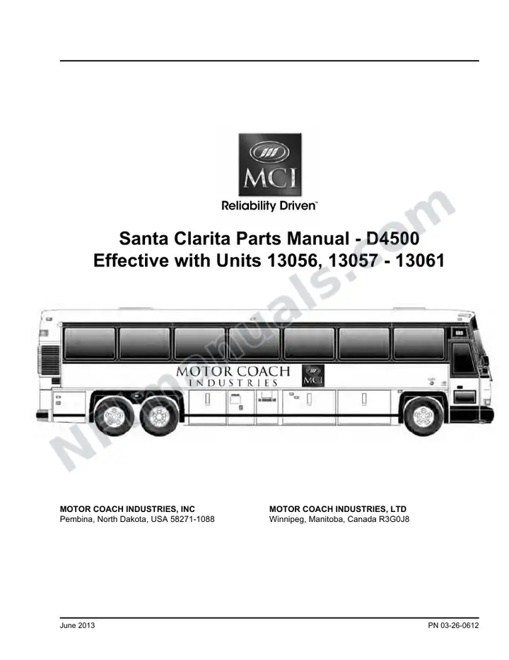 D4500 City of Santa Clarita Transit Parts Manual 03 26 0319, Effective with VIN Units 13056 13061 first-page preview