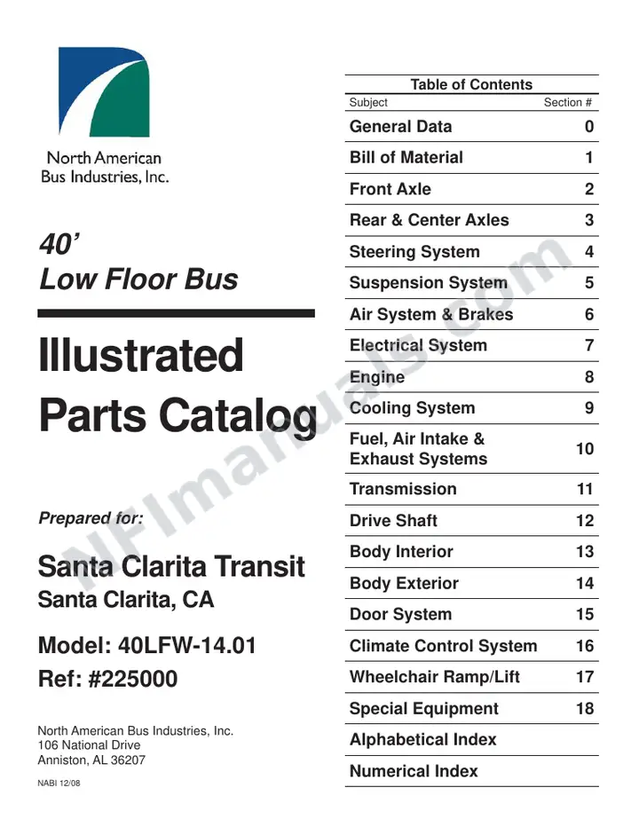 SR9179 (225000) Parts Manual, Santa Clarita first-page preview
