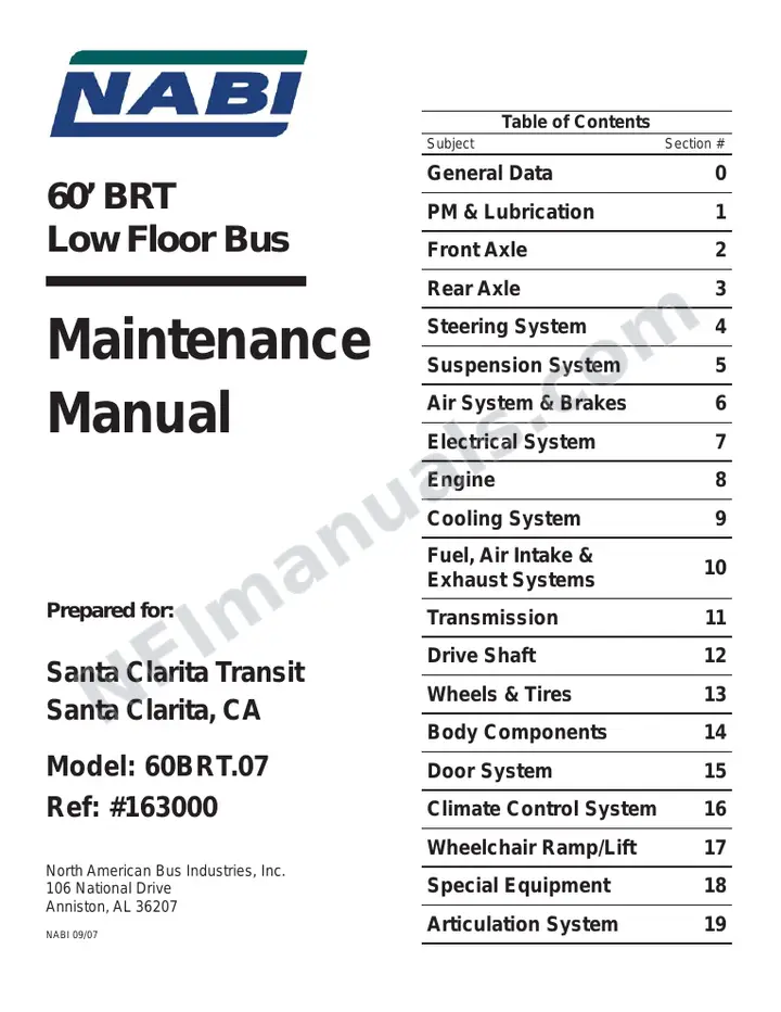 SR9131 (163000) Service Manual, City of Santa Clarita Transit first-page preview