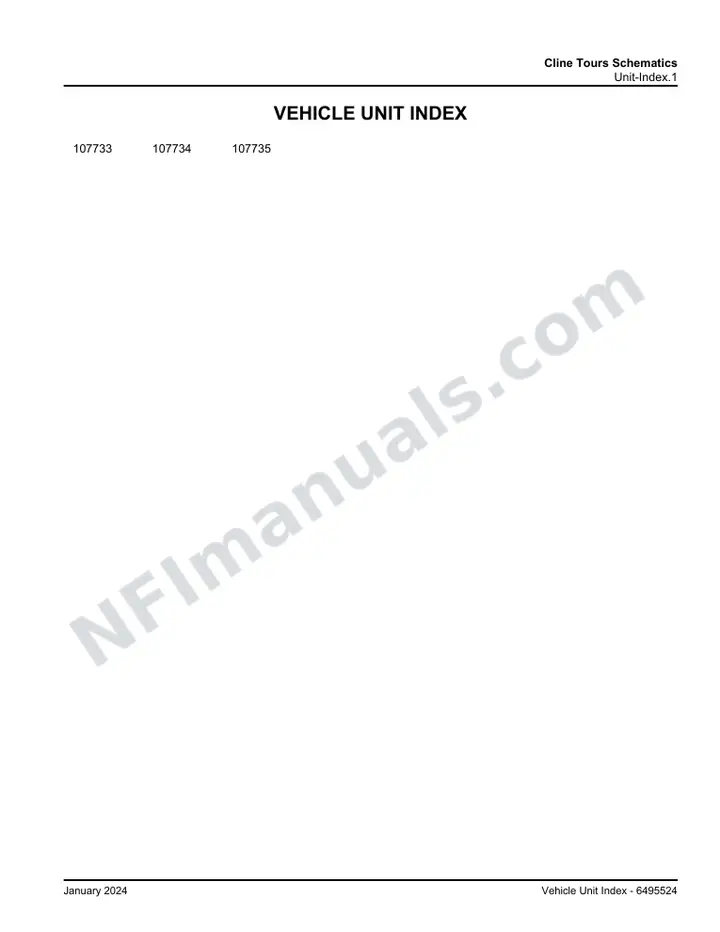 J3500 Cline Tours Schematics, 2024 for Units SR31284, 107733, 107734, 107735 first-page preview
