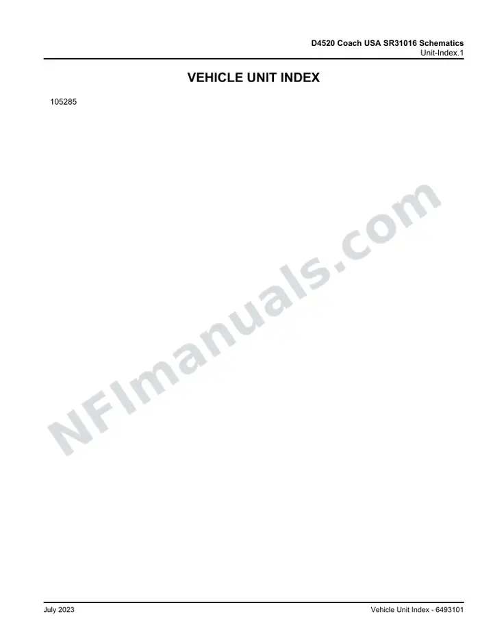 D4520 Coach USA SR31016 Schematics, 2022 for Unit 105285 first-page preview