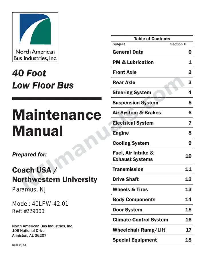 SR9183 (229000) Service Manual, Coach USA first-page preview