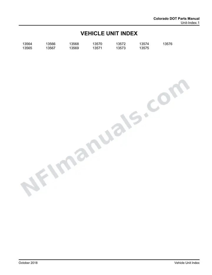 D4500 Colorado DOT Parts Manual 03 26 0687, Effective with VIN Units 13564 13576 first-page preview