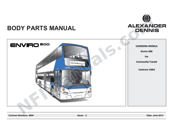 Community Transit, 9504 Body Parts Manual first-page preview