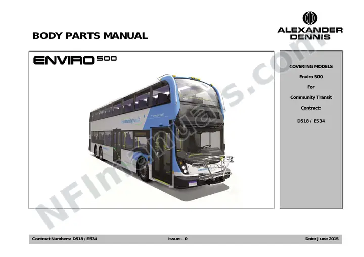 Community Transit, D518/E534 Body Parts Manual first-page preview