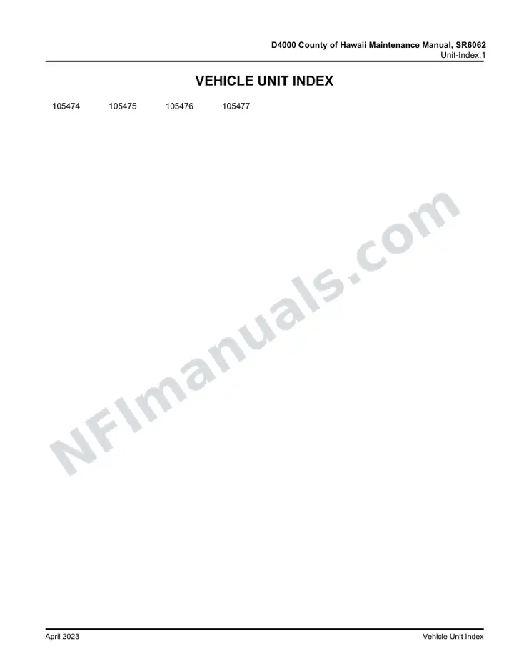 D4000 D4000 County of Hawaii Supplement Maintenance Manual, SR6062, 2022 for Units 105474, 105475, 105476, 105477 first-page preview
