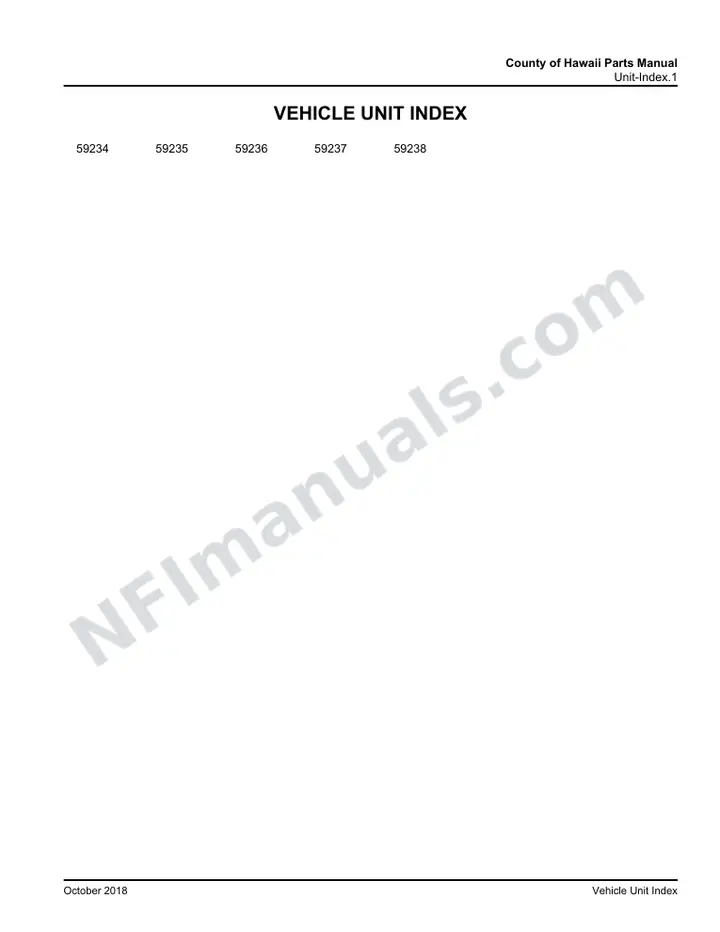 D4000 Parts Manual, County of Hawaii 2009 for Units 59234-59238 first-page preview