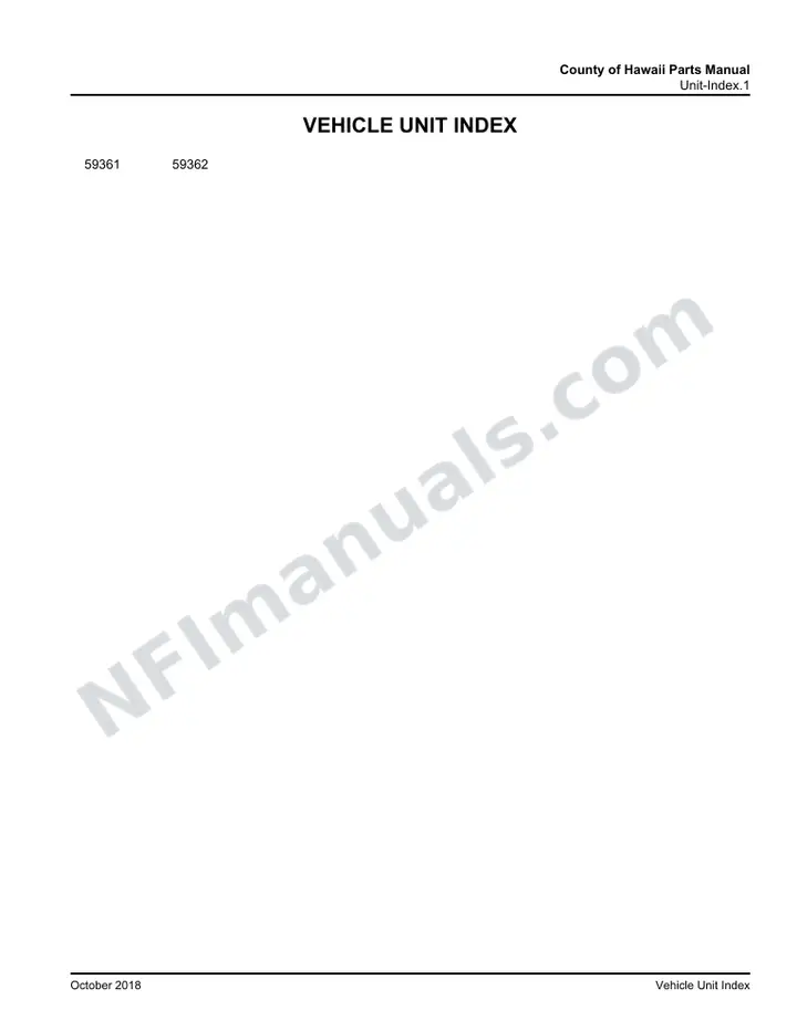 D4500 Parts Manual, County of Hawaii 2010 for Units 59361-59362 first-page preview