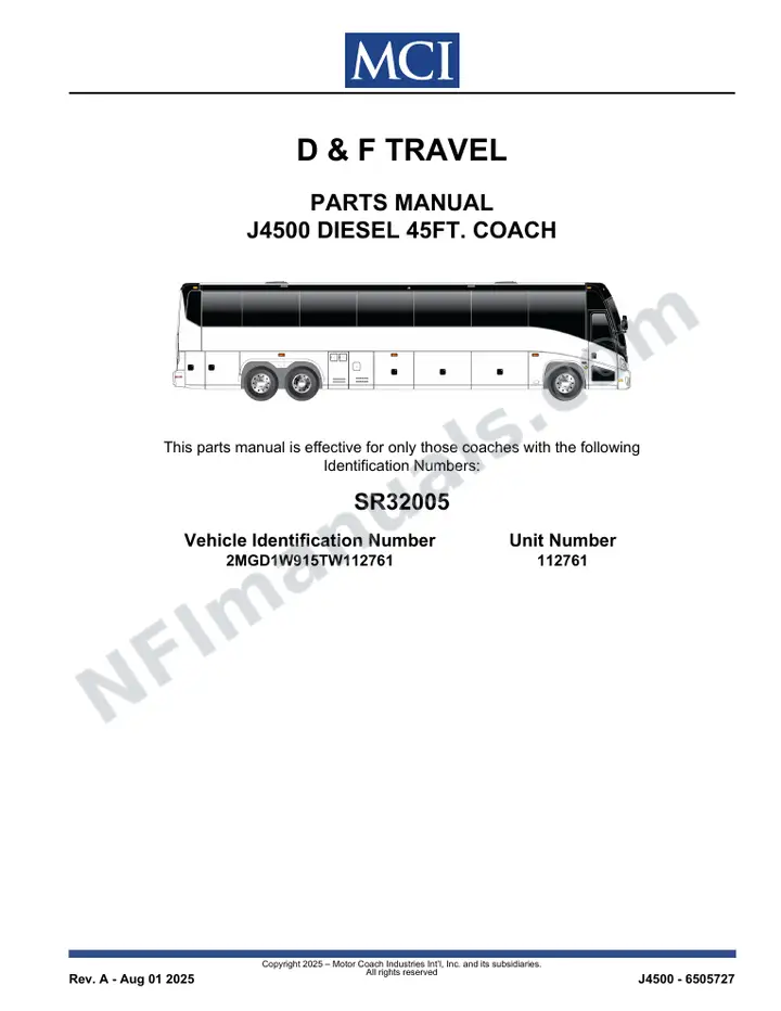 SR32005 Parts Manual, D & F Travel first-page preview