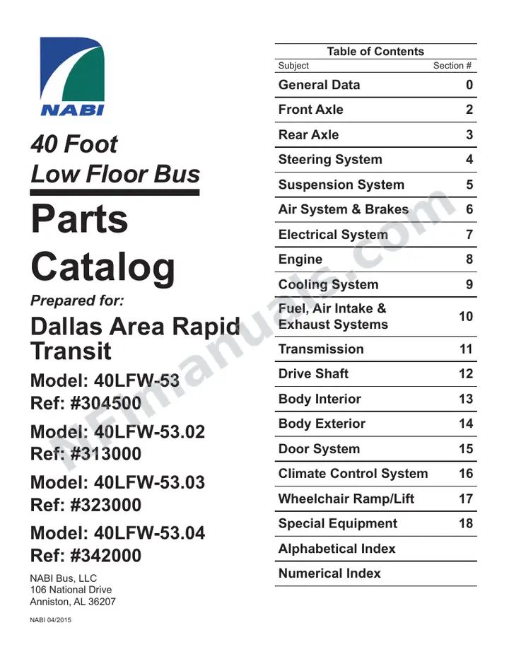 SR9251_SR9262_SR9272_SR9293 (304500_313000_323000_342000) Parts Manual, DART first-page preview