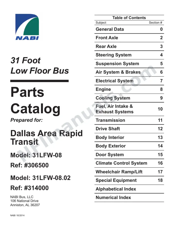 SR9254_SR9263 (306500_314000) Parts Manual, DART first-page preview