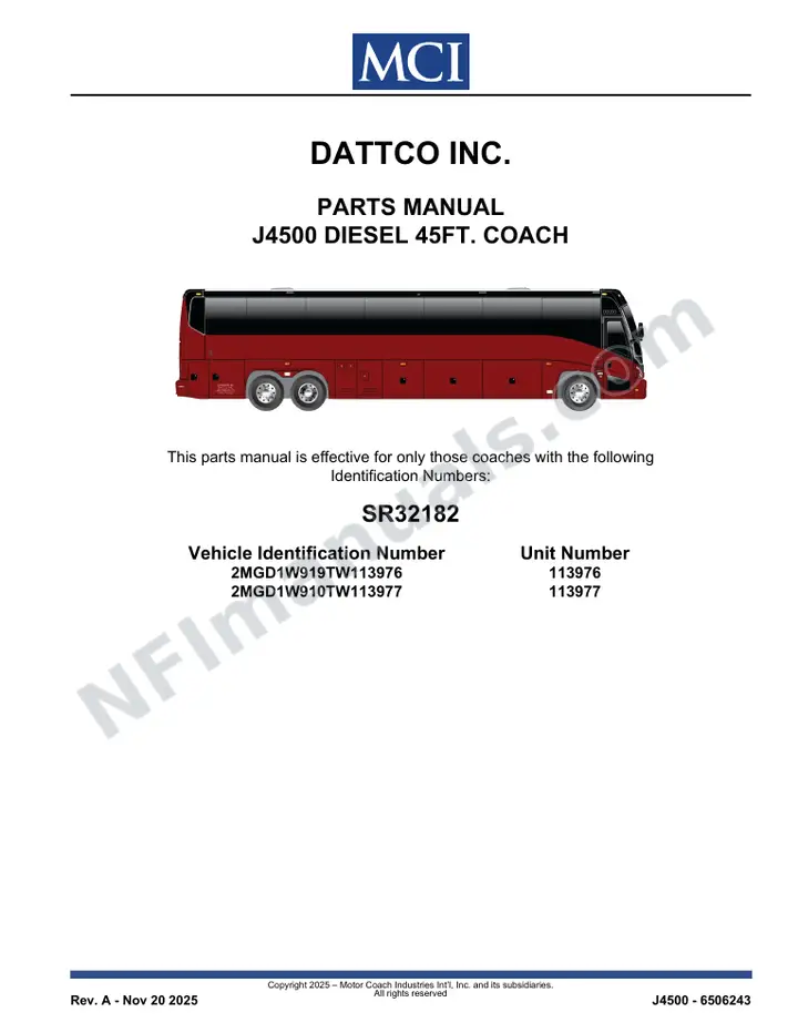 SR32182 Parts Manual, Dattco Inc. first-page preview