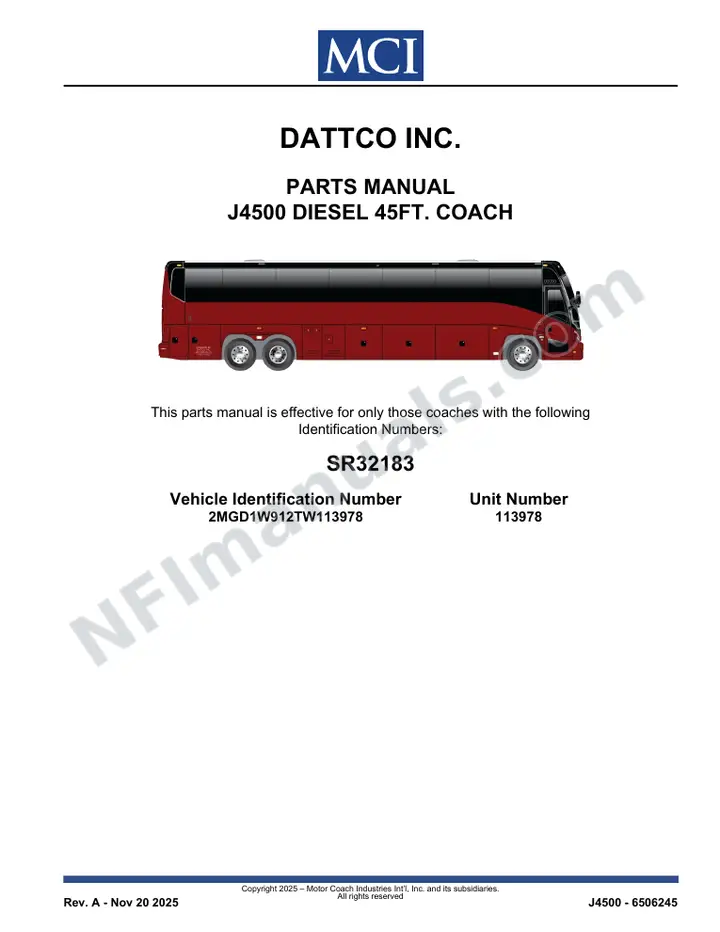 SR32183 Parts Manual, Dattco Inc. first-page preview