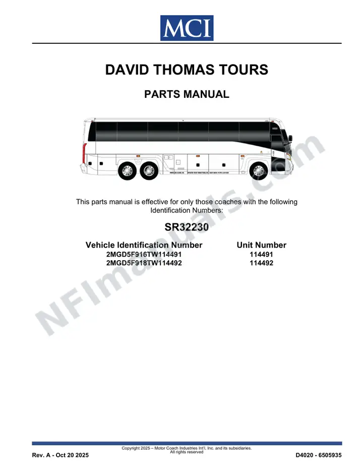 MCI D4020 Manual Package - David Thomas Tours included manual preview