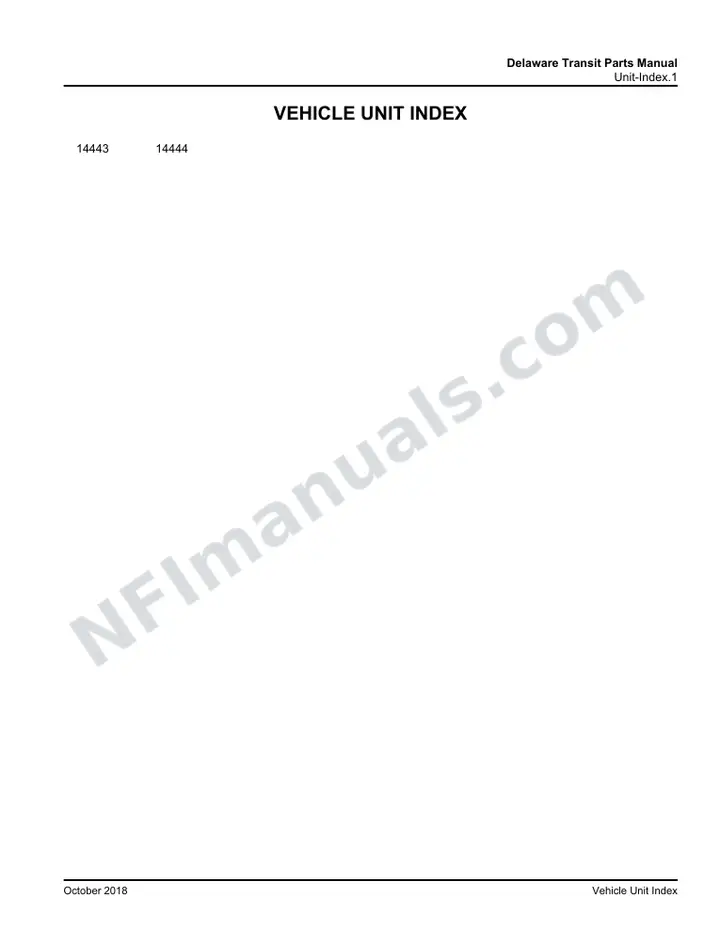 D4500 Delaware Transit Parts Manual 03 26 1655, Effective with VIN Units 14443 14444 first-page preview