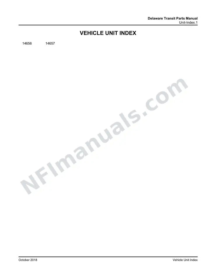 D4500 Delaware Transit Parts Manual 03 26 2173, Effective with VIN Units 14656 14657 first-page preview