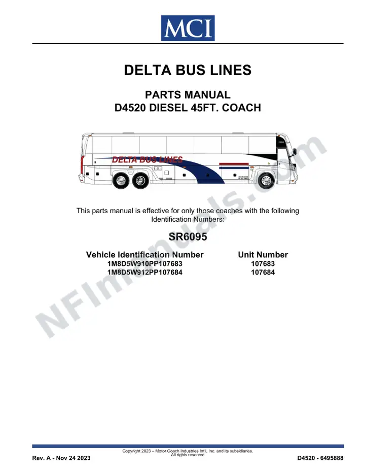 MCI D4520 Manual Package - Delta Bus Lines included manual preview
