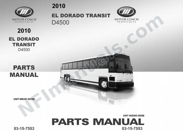 D4500 Parts Manual, El Dorado Transit 2010 for Units 59383-59386 first-page preview