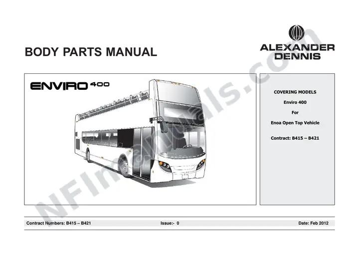 E Noa Tours - Hawaii, B415-B421 Body Parts Manual first-page preview