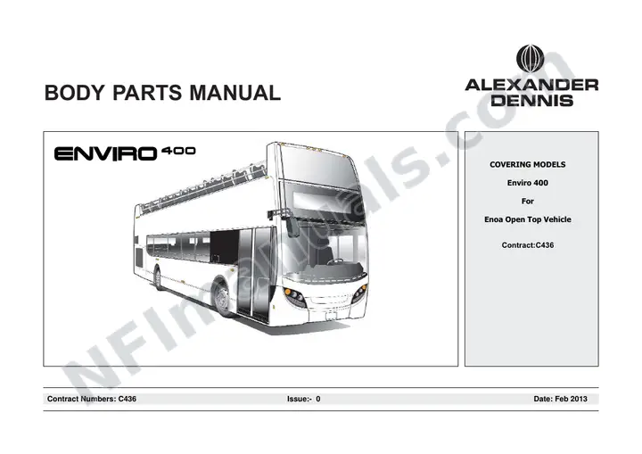 E Noa Tours - Hawaii, C436 Body Parts Manual first-page preview