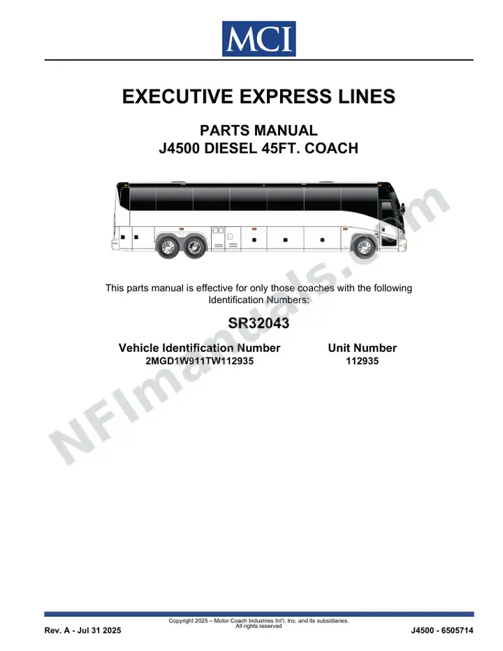 SR32043 Parts Manual, Executive Express Lines first-page preview