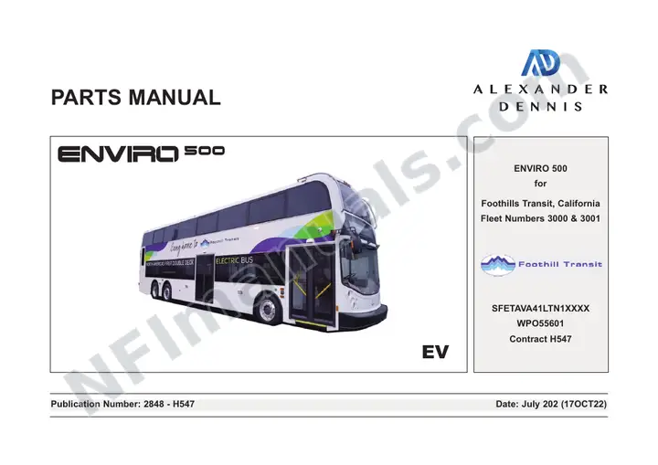 Foothills Transit 2848 - H547 chassis/body parts manual first-page preview