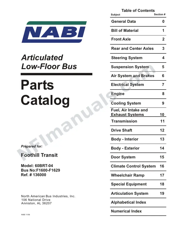 SR9111 (136000) Parts Manual, Foothill first-page preview