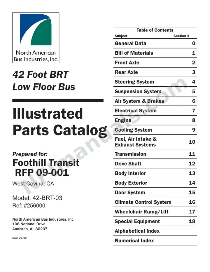 SR9206 (256000) Parts Manual, Foothill first-page preview