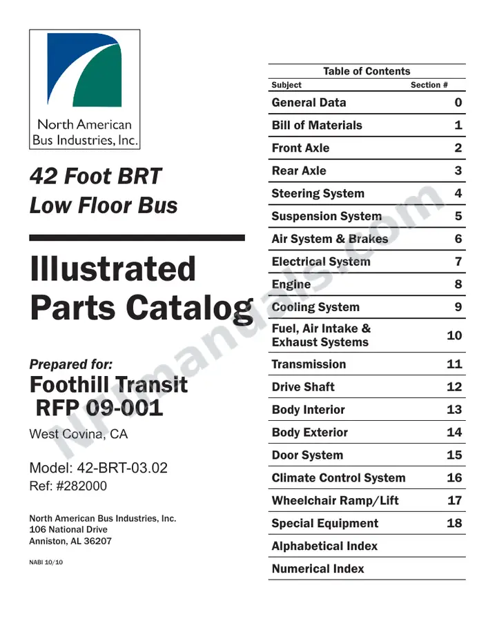 SR9230 (282000) Parts Manual, Foothill first-page preview