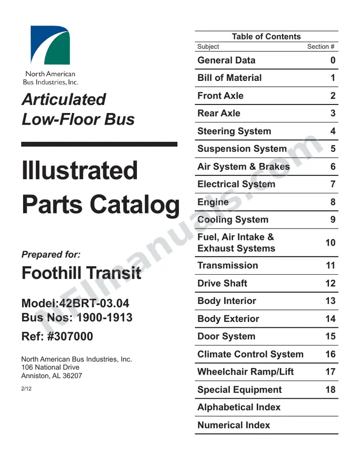 SR9255 (307000) Parts Manual, Foothill first-page preview