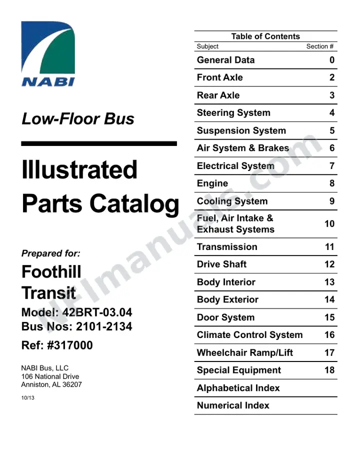 SR9266 (317000) Parts Manual, Foothill first-page preview